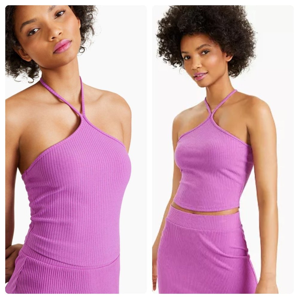 Bar III High-neck Halter Top Sweet Orchid Size XS